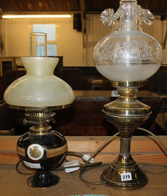 Two brass oil lamps